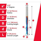 Amana Tool 46294-K-5 5-Pack CNC Spektra Extreme Tool Life Coated SC 2D and 3D Carving 0.10 Deg Straight Angle Ball Nose x 1/4 D x 1/8 R x 1-1/2 CH x 1/4 SHK x 3 Inch Long x 2 Flute Router Bits