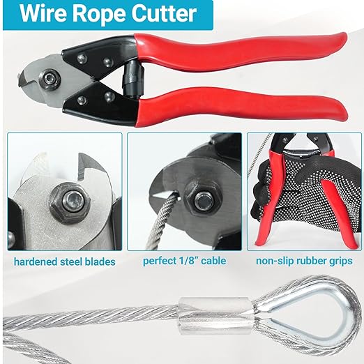 1/8 "T316 Stainless Steel Cable (Wire), 7 * 7 Strands of Twisted Metal for Aviation Construction, Silver with Cutters (150FT)