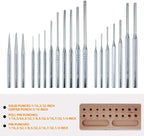 BESTNULE Punch Set, Roll Pin Punch Set, Punch Tools, Made of Solid Material Including Steel Center Punch and Nail Punch with Beech Block, Ideal for Machinery Maintenance