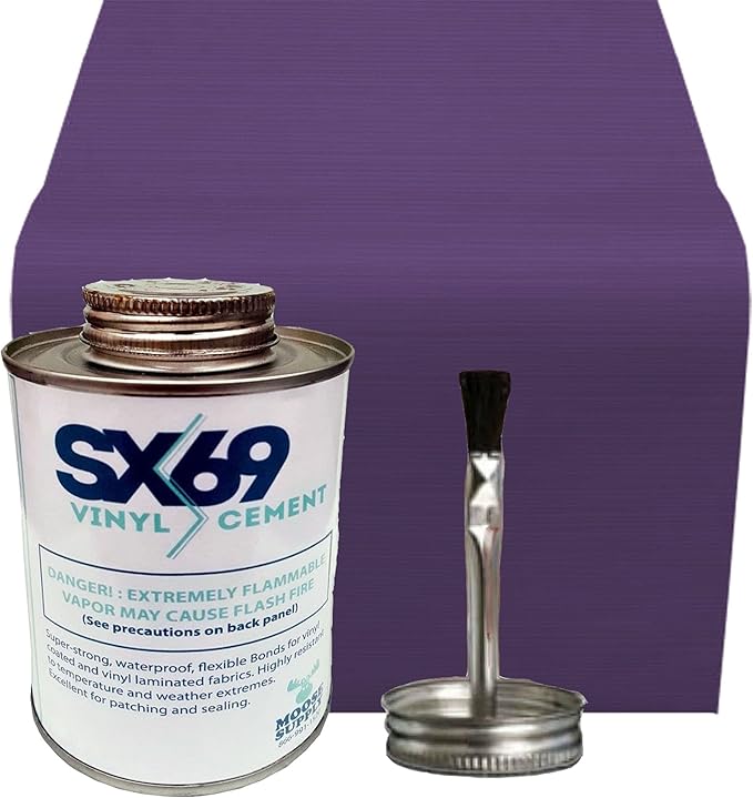 SX 69 Vinyl Repair Kit | Inflatable Bounce House Repair Kit | Includes 8 Ounce Adhesive and Vinyl Roll | for Flexible, Waterproof Repairs of Tears, Punctures, and Holes