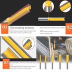 7pcs Straight Router BIT 1/4" Shank Tungsten Carbide Double Straight Dado Router Bit Set, 1/4,5/16,/3/8,1/2,19/32,43/64,23/32 Cutting Diameter Trimming Cutter for Woodworking