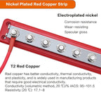 600 A High Current Copper Bus Bar 300V AC / 48V DC 8 Way 3/8 inch (M10) Studs 8#8-32 Screws Electrical Terminal Ground Distribution Block Battery Buss Bars with Cover (Red)