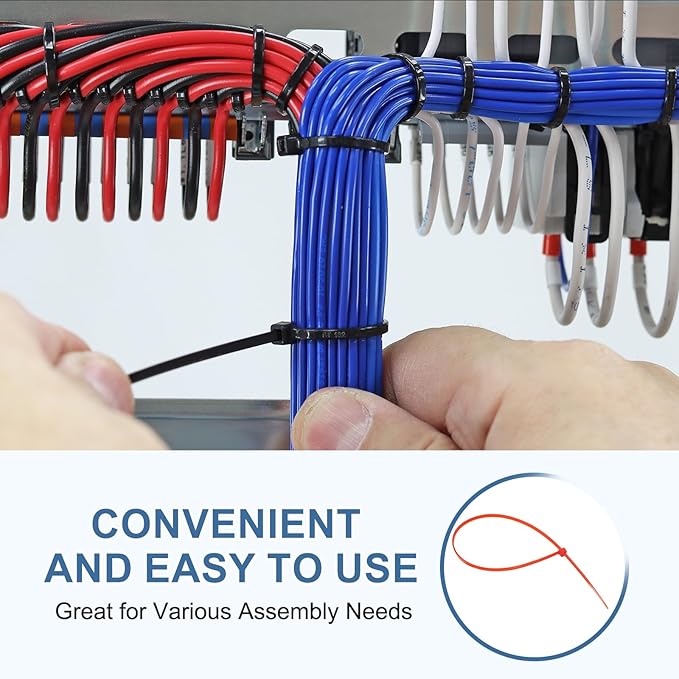 PATIKIL Cable Zip Ties 12 Inch, 100 Pcs Self-Locking Nylon Wire Tie Wraps Heavy Duty Cord Management with 50 lbs Tensile Strength for Indoor and Outdoor, Red (0.1" W)