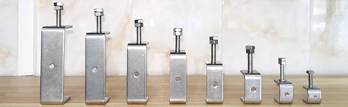 Heavy Duty C Clamps 4.6In for Mounting, Metal Stainless Steel U Clamp for Metal Working Small Desk Clamp with Stable Wide Jaw Opening & Protective Pads/I-Beam Design (2pcs)