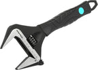 DURATECH 10-Inch Adjustable Wrench, Wide Jaw Opening Black Oxide Finish Plumbing Wrench, CR-V Steel, SAE and Metric Scale Marked, Ergonomic Grip
