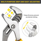 TOPLINE 6-Piece Pliers and Wrench Set, 8” Adjustable Wrench, 10” Groove Joint, 10” Slip Joint, 8” Linesman, 8” Long Nose, 6” Diagonal Pliers for Home Repair and Daily Use