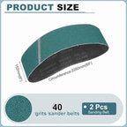 HARFINGTON 6 x 89 Inch Sanding Belts, 2 Pcs 40 Grit Zirconia Abrasive Belt Sander File Belt for Woodworking, Metal Polishing, Knife Sharpener