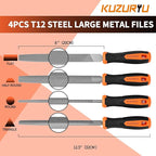 KUZURYU 31PCS Metal File Set - 4 Metal Files for Steel and 12 Needle Files with Steel Brush, Tool Bag, Riffler File, 12 Sandpaper and Gloves, Suitable for Metal and Wood Processing