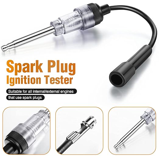 9 Pieces Automotive Compression Tester Kit and Spark Plug Tester, Universal Car and Motorcycle Engine Testing Tools for Cylinder Pressure Gauge (Red)