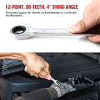 12pcs Ratchet Combination Wrench Set Metric And Standard, Ratcheting Wrench Set with Organizer Box, 12 Point Wrench Se t, Cr-V Constructed, 90-Teeth, Metric 8mm-19mm