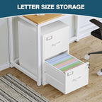 MIIIKO 2 Drawer Filing Cabinet with Lock, Metal Vertical File Cabinets for Home Office, Lockable File Storage Cabinets Under Desk, Letter/A4 File Folders Storage（White-Assembly Required