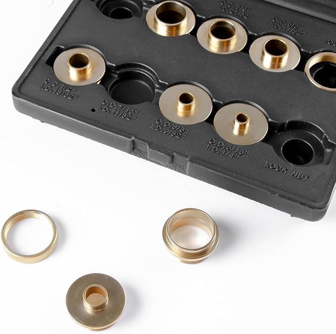 O'SKOOL 10 pcs Brass Router Template Bushing Guides Sets Fit Any Router Sub-base of the Porter Cable style