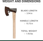 Rheinland Throwing Hatchet - World Axe Throwing League Compliant (1.95lbs, 15.75" Hickory Handle) - German-Made Throwing Axe with Sheath (Natural)