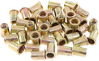 Keadic 100Pcs M8 Rivet Nuts Metric Zinc Plated Rivet Nut Carbon Steel Rivet Nut Flat Head Threaded Insert Kit Threaded Rivet Insert Nutsert Rivnuts Kit for Furniture
