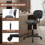 Round Rolling Stool with Adjustable Height and Pu Leather Backrest Swivel Stool Chair for Salon Tattoo Work Office Massage Black