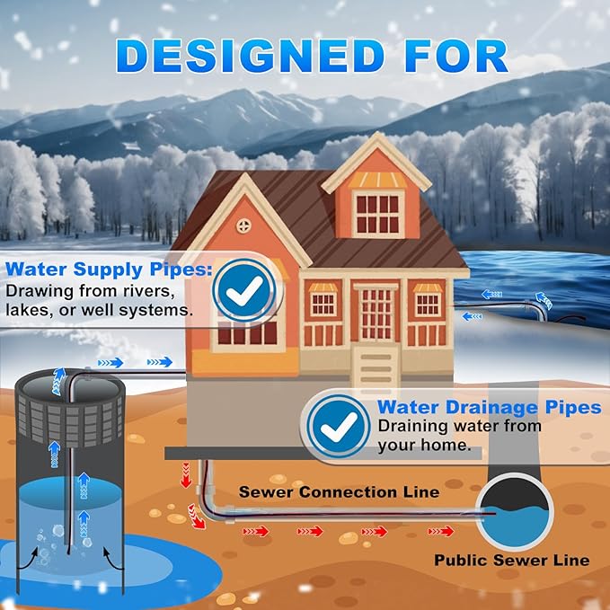 HEATIT In Pipe Heating Cable for Drinking Water Supply NSF/ANSI/CAN 61 Certified Self Regulating Heat Tape Pre-Assembled Pipe Freeze Protection 120V, 15FT