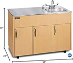 Ozark River Portable Sinks, Advantage S1D, Maple Laminate Cabinet-Stainless Countertop, Hot Water Hand Washing Station with Countertop & Storage Space, Self Contained Sink, Portable Hand Washing Sink