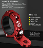 BRCOVAN 2PCS Whip Light Mount, Solid Aluminum Alloy UTV Flag Mounts, Off-Road LED Light Bar Mounting Bracket, Heavy Duty Roll Cage Clamp Holder Fit 1.5''/1.65'' /1.75''/1.85''/2'' Bars