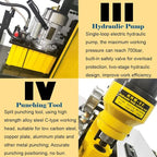 3in1 Electric Hydraulic Busbar Processor Busbar Bender 8" Cutter/Bender/Hole Puncher Cutting Punching Bending Machine for Copper, Aluminum for Iron, Copper, Aluminum 110V