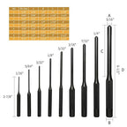 Pin Punch Set, 20pcs Punch Removing Repair Tools, Including Brass Pin Punches, Steel Pin Punches with Storage Pouch&Hammer (Brass+Steel Pin Punches)