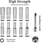 Egofine 12PCS 1/2" Drive Deep Socket Set,Metric(8-24MM),6-Point, Cr-V Steel