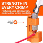 Wirefy Hammer Lug Crimper Tool - Cable Battery Wire Crimping Too Made with Hardened Stainless Steel - Accommodates Gauges from 8 AWG to 4/0