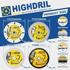 HIGHDRIL 3" 75mm Circular Saw Blade Set 4pcs - Diamond/HSS/Carbide Cutting Disc for Angle Grinder Cutting Metal Tile Marble Granite Plastic Concrete Wood