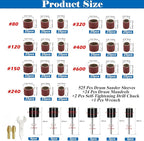 Tnisesm 552Pcs Aluminum Oxide Sanding Drum Set,Including 525 Pieces 80 120 150 240 320 400 600 Grit Drum Sander Sanding Sleeves and 24 Pieces Drum Mandrels for Dremel Rotary Tool,Sanding Drums