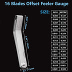 2 Pack Feeler Gauge 32 Blades Gauge 0.0015-0.035" and 1 Pack Offset Feeler Gauge 16 Blades 0.005-0.020", Stainless Steel Dual Marked Metric and Imperial Gap Measuring Tool