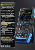 【FNRSI Newest Upgraded 2C53T with 2 P6100 Probe】 3In1 Oscilloscope/Multimeter/DDS Signal Generator 50MHz Bandwidth 250MS Sampling Rate 20000 Count RMS for Voltage, Current, Capacitor, Resistor, Diode