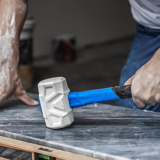 Real Steel Rubber Mallet Hammer 16 OZ White Rubber Hammer with Solid Head, Double-faced Mallets for Flooring, Woodworking, Camping, Automotive 0319