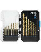 CRALY 15-Piece Cobalt Drill Bit Set, M35 HSS Titanium Coated Jobber Length Twist Drill Bits, Dash Tip & 135 Degree Split Point, 3-Flat Shank, for Hard Metal, Stainless Steel, Cast Iron, Plastic