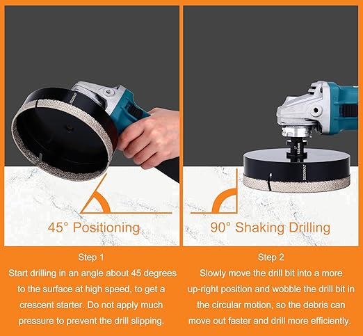 6 Inch Diamond Hole Saw, 152mm Tile Hole Saw Drill Bit Diamond Tipped for Granite Marble Ceramic Glass Porcelain Quartz Tiles Stones Countertop, Core Drill Bits with 5/8-11 Thread for Angle Grinders