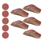 Sanding Belts and Sanding Discs Set - 10 Pack 4x36 Inch Aluminum Oxide Belts(80/120/150/240/400 Grit) and 10 Pack 6-Inch Self-Adhesive Discs (80/100/120/180/240/400 Grit) for Wood, Metal Polishing