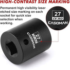 CASOMAN 1/2" Drive x 27mm Impact Socket, 6-Point, Metric, CR-MO Steel