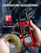KAIWEETS Digital Clamp Meter Multimeter with D-Shaped Jaw for AC/DC Current & Voltage, Auto-ranging 4000 Counts Voltage Tester with Flashlight Backlight, Measuring Temperature Continuity Diode NCV