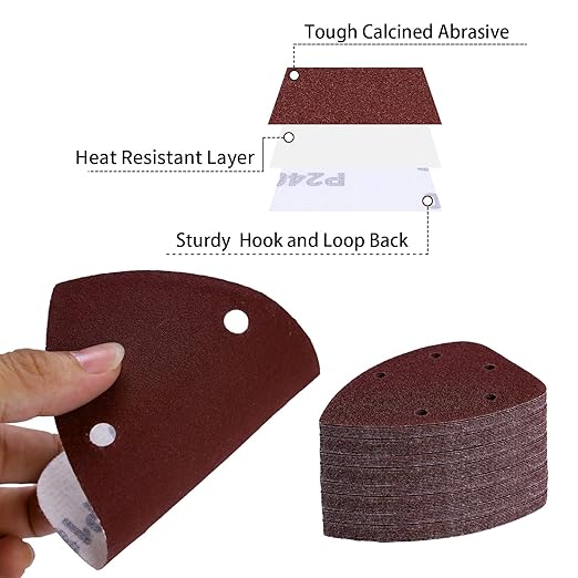 100-Pack Mouse Sandpaper (5-Hole) 600 Grit for Mouse Detail Sanders, Premium Aluminum Oxide, Easy to Replace, Ideal for Woodworking, Furniture Refinishing, and Crafting