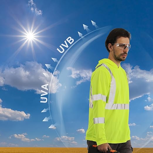 sesafety Safety Long Sleeve Construction Shirts for Men, Class 3 High Visibility Safety Shirt Work, Hi Vis Reflective Shirts with Hoodie Breathable Yellow 4XL