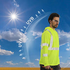 sesafety Safety Long Sleeve Construction Shirts for Men, Class 3 High Visibility Safety Shirt Work, Hi Vis Reflective Shirts with Hoodie Breathable Yellow 2XL
