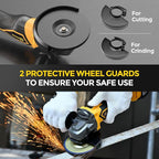 Brushless Cordless Angle Grinder, 21V Angle Grinder Toolbox Kit, with 2x4.0Ah lithium batteries and charger, yellow 4-1/2 inch grinder, suitable for cutting, grinding, polishing