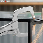 MAXPOWER 11-inch Locking C Clamp, Heavy Duty C-Clamp Locking Pliers with Regular Tip for Welding - 4 Pack