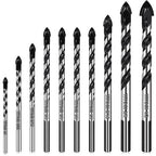 Professional Masonry Drill Bit Set (10PCS) for Glass/Brick/Plastic/Cement/Wood/Tile/Etc, Industrial Strength Carbide Drill Bit Tip, 1/8"-1/2" by TITGGI