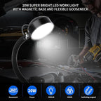 20W WangJiaTai Magnetic Work Light, LED Machine Light with 20 in Flexible Gooseneck and Magnetic Base, Magnetic Shop Lamp, Lathe Light, for Work Bench, Sewing Machine, Grill, Industrial Lighting,Black