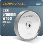 POWERTEC CBN Grinding Wheel 6 Inch 320 Grit, 1" Wide, 1/2" Arbor – Bench Grinder Sharpening Wheel for HSS Tools, Lathe Chisels, and Woodturning Tools (15703)