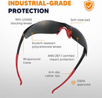 Safety Glasses Tinted 12 Pack, Protective Eyewear for Men Women UV Protection ANSI Z87.1, Safety Sunglasses Bulk Scratch Impact Resistant Eye Protection with Nose Pads for Construction Work Smoke