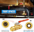 SUNGATOR 1/2 Inch Ball Valve, Water Shut Off Valve, No Lead Brass Push to Connect Plumbing Water Shutoff for PEX Pipe, Copper, CPVC, PE-RT, With 1 Disconnect Clip, Pack of 6