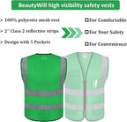 BeautyWill Custom Logo 10/20 Pack Safety Vest Class2 High Visibility Vest with Pockets Breathable Construction Vest Bulk