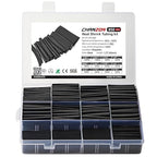 Chanzon 850 Pcs Heat Shrink Tubing Kit, 2:1 Heat Shrink Wrap Tubing with Length 1.77" (inch), Black Polyolefin Sleeving 2 to 1 Heat-Shrink Tube