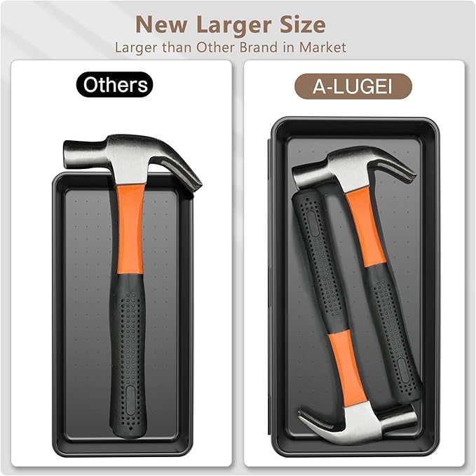 A-LUGEI【𝟰𝟲𝗣𝗖𝗦 & 5 Size】Tool Box Organizer Tray Divider Set, 【Black】 Desk Drawer Organizer, Garage Organization and Storage Toolbox Accessories Rolling Tool Chest Cart Cabinet WorkBench Small Part