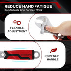 10-Inch Adjustable Wrench, Wide Jaw Adjustable Wrench with Anti-Slip Grips, Cr-V Steel Wrenchs for Home Repair, DIY, Garage